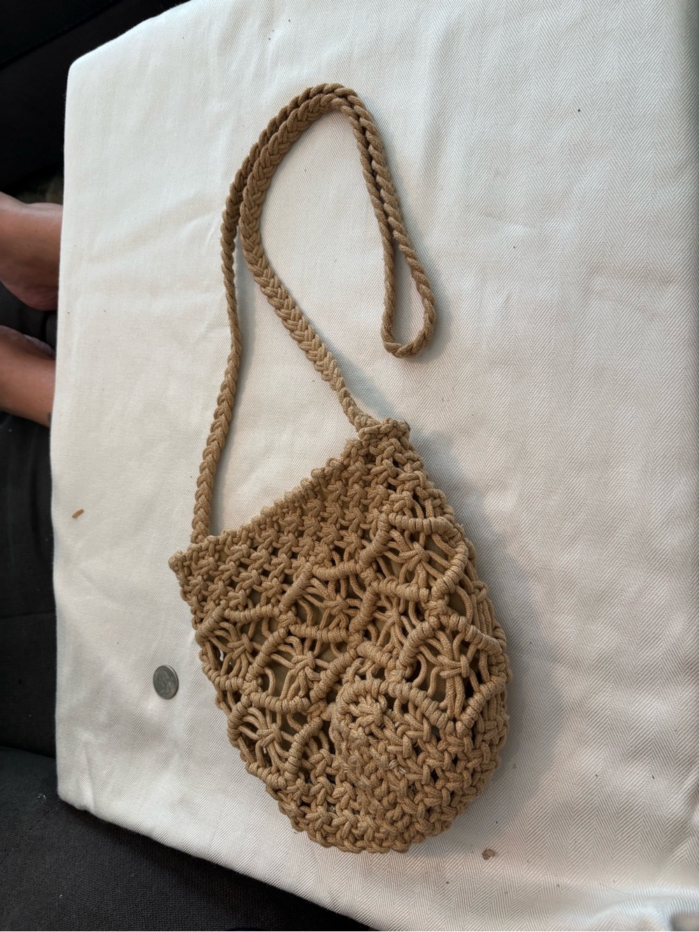Handmade Woven Crossbody Bag - Tan